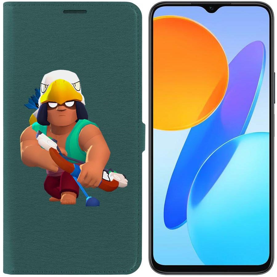 

Чехол-книжка Krutoff Eco Book для Honor X8 5G Brawl Stars-Бо (зелёный опал)