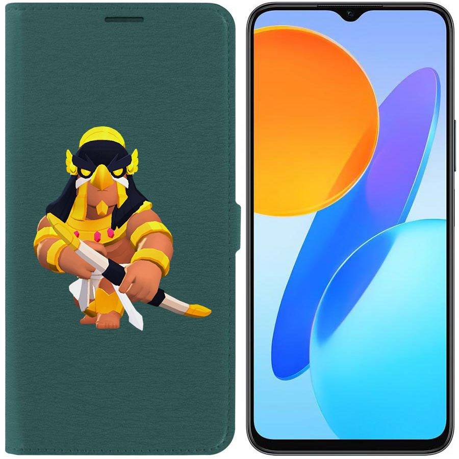

Чехол-книжка Krutoff Eco Book для Honor X8 5G Brawl Stars-Бо Хорус (зелёный опал)