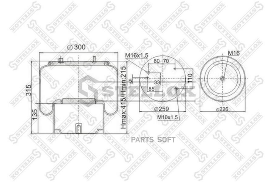 

STELLOX Пневмоподушка STELLOX 9008361sx