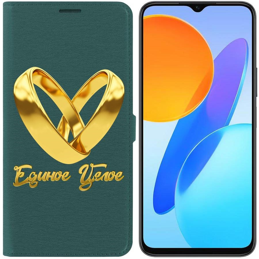 

Чехол-книжка Krutoff Eco Book для Honor X8 5G Единое целое (зелёный опал), Зеленый