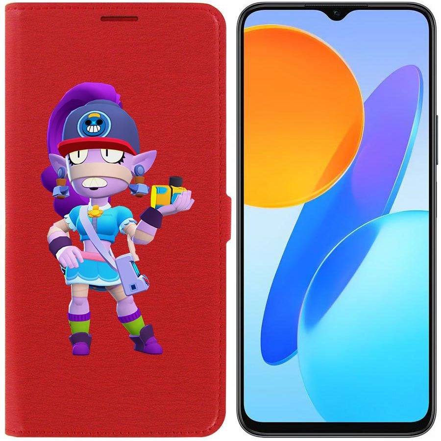

Чехол-книжка Krutoff Eco Book для Honor X8 5G Brawl Stars-Суперфанатка Эмз (красный)