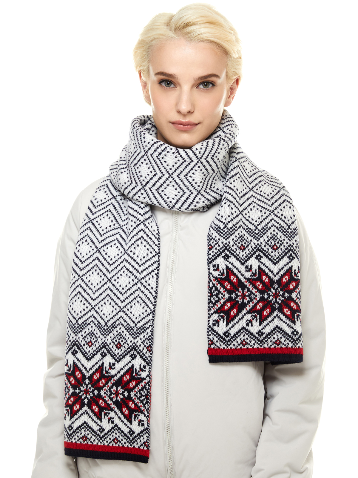 

Шарф женский Scandica Nordic Star белый/карминовый ONE SIZE, 97SCAW