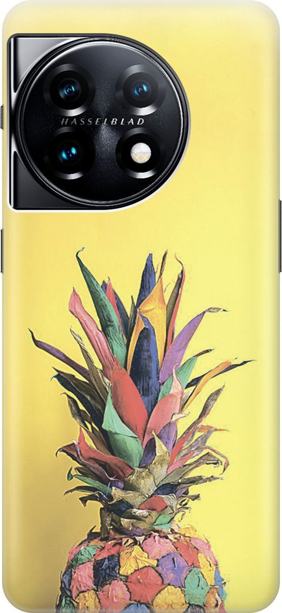 

Силиконовый чехол на OnePlus 11 с принтом "Ананас на желтом", Желтый;синий, 159469