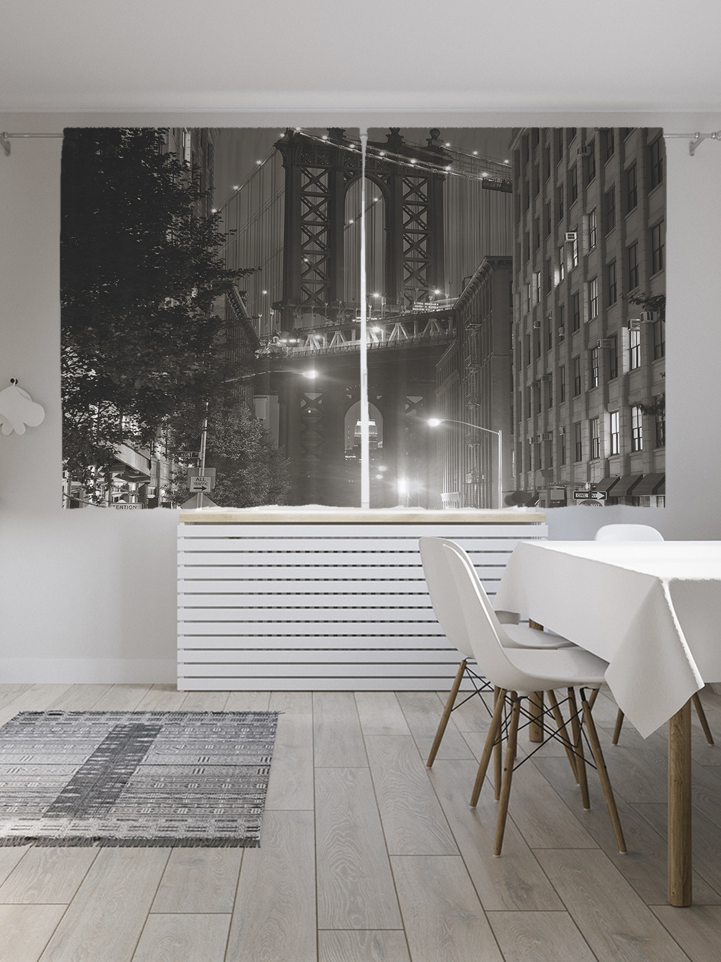 

Шторы с фотопечатью JoyArty "Огни Бруклинского моста" из сатена, 290х180 см