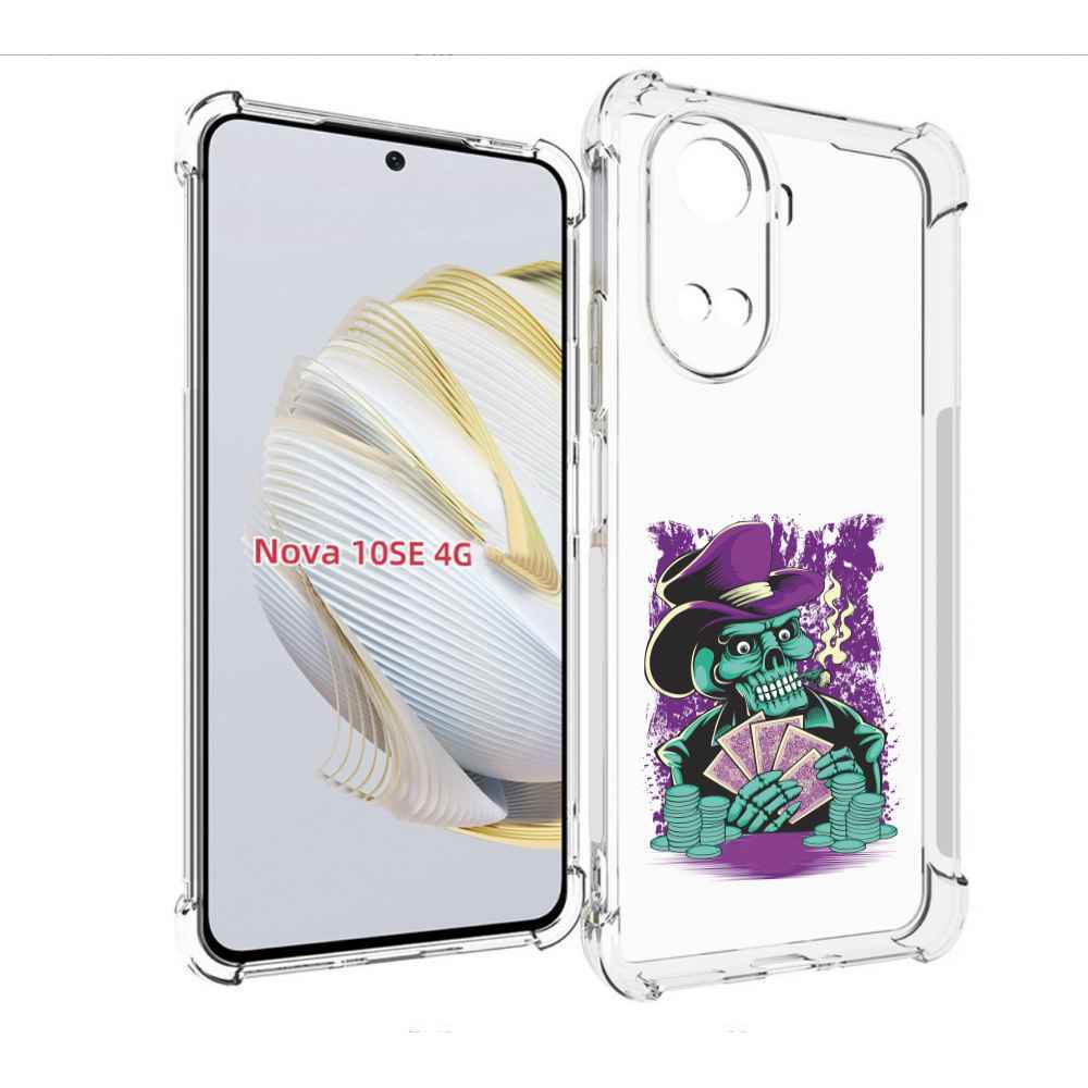 

Чехол MyPads зеленый череп с картами для Huawei Nova 10 SE, Прозрачный, Tocco
