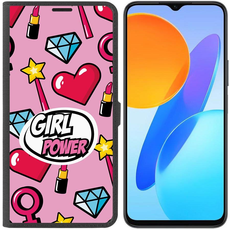 

Чехол-книжка Krutoff Eco Book для Honor X8 5G Girl Power (черный)