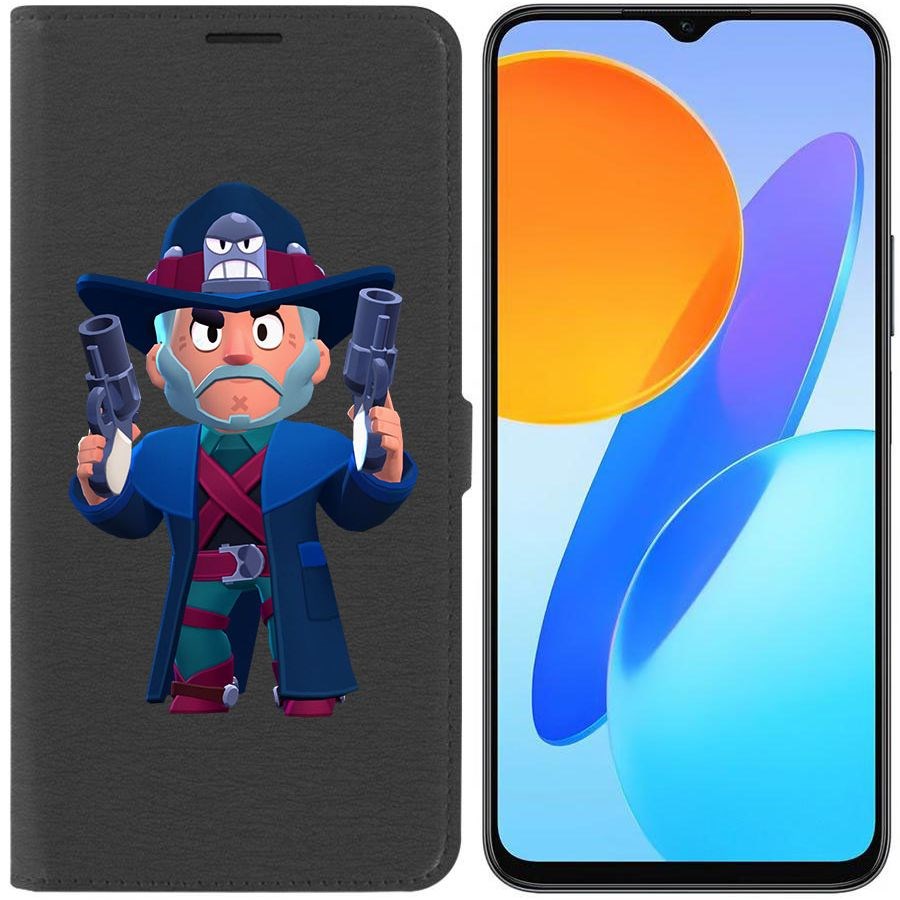

Чехол-книжка Krutoff Eco Book для Honor X8 5G Brawl Stars-Стрелок Кольт (черный)