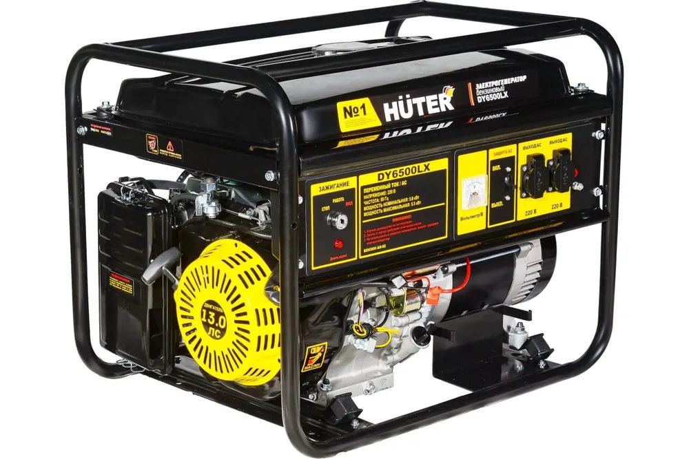 фото Генератор бензиновый huter dy6500lx (5000 вт, 220 в, бак 22 л, 4 тактный с воздушным охлаж