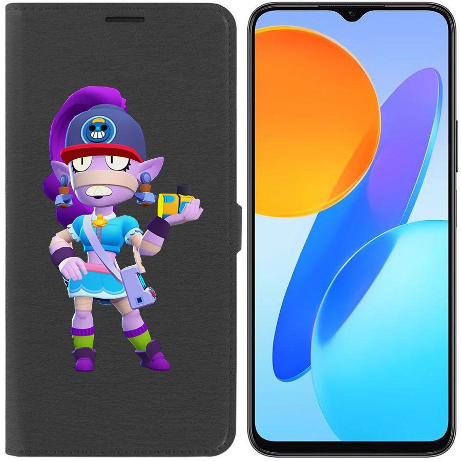 

Чехол-книжка Krutoff Eco Book для Honor X8 5G Brawl Stars-Суперфанатка Эмз (черный)
