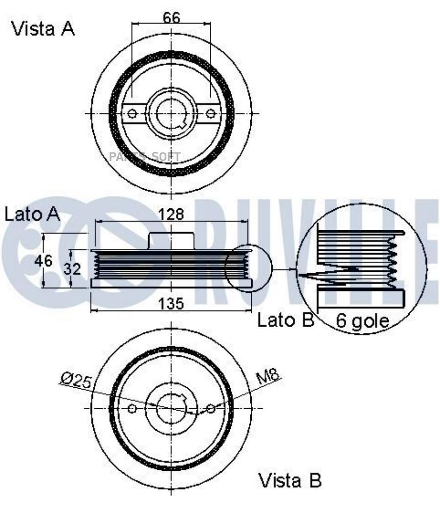 Шкив коленвала TOYOTA AURIS 07-12 23060₽