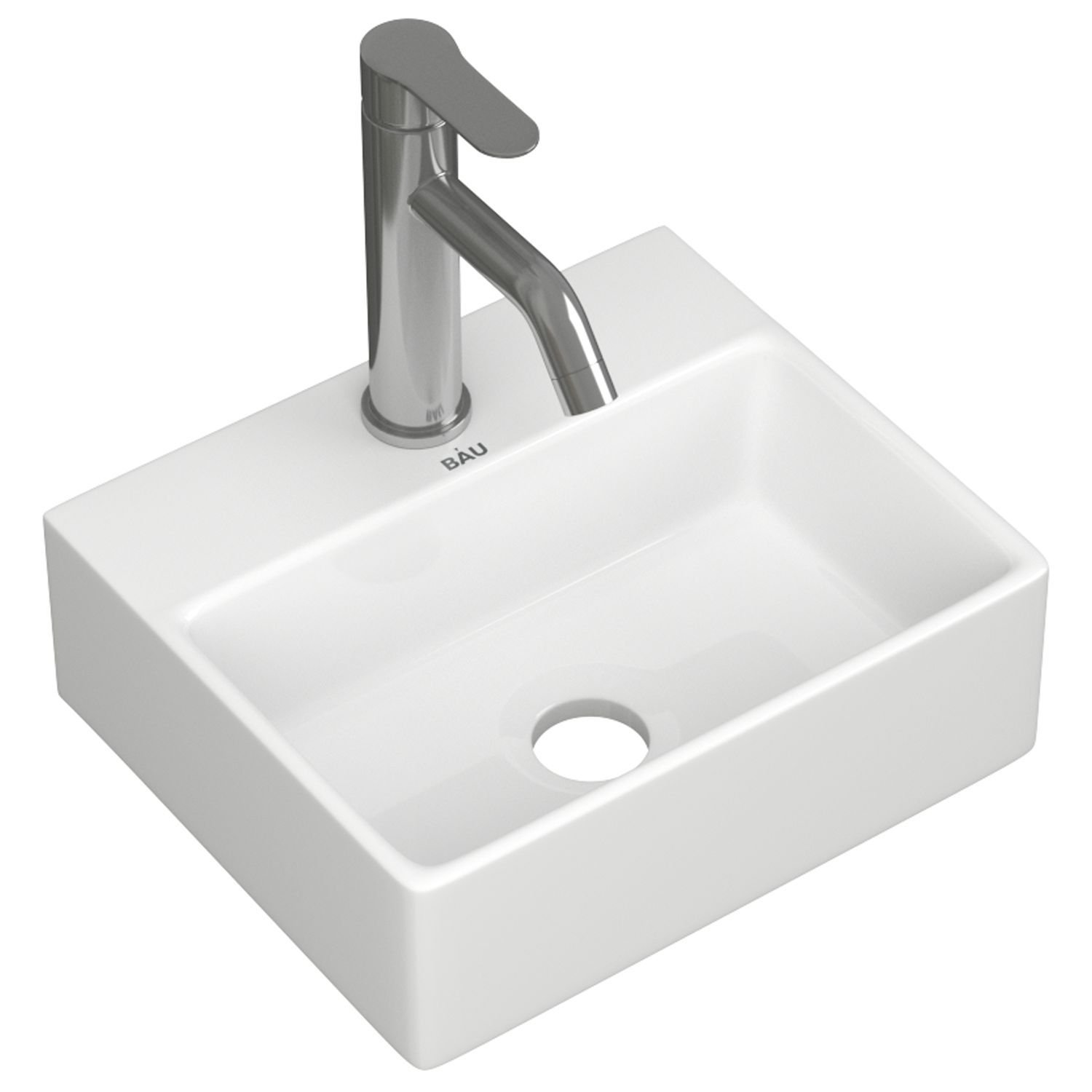 Раковина накладная со смесителем (прямоугольная BAU Cerama Mini, смеситель Dream) мебель для ванной sancos mini 35 l подвесная дуб галифакс натуральный