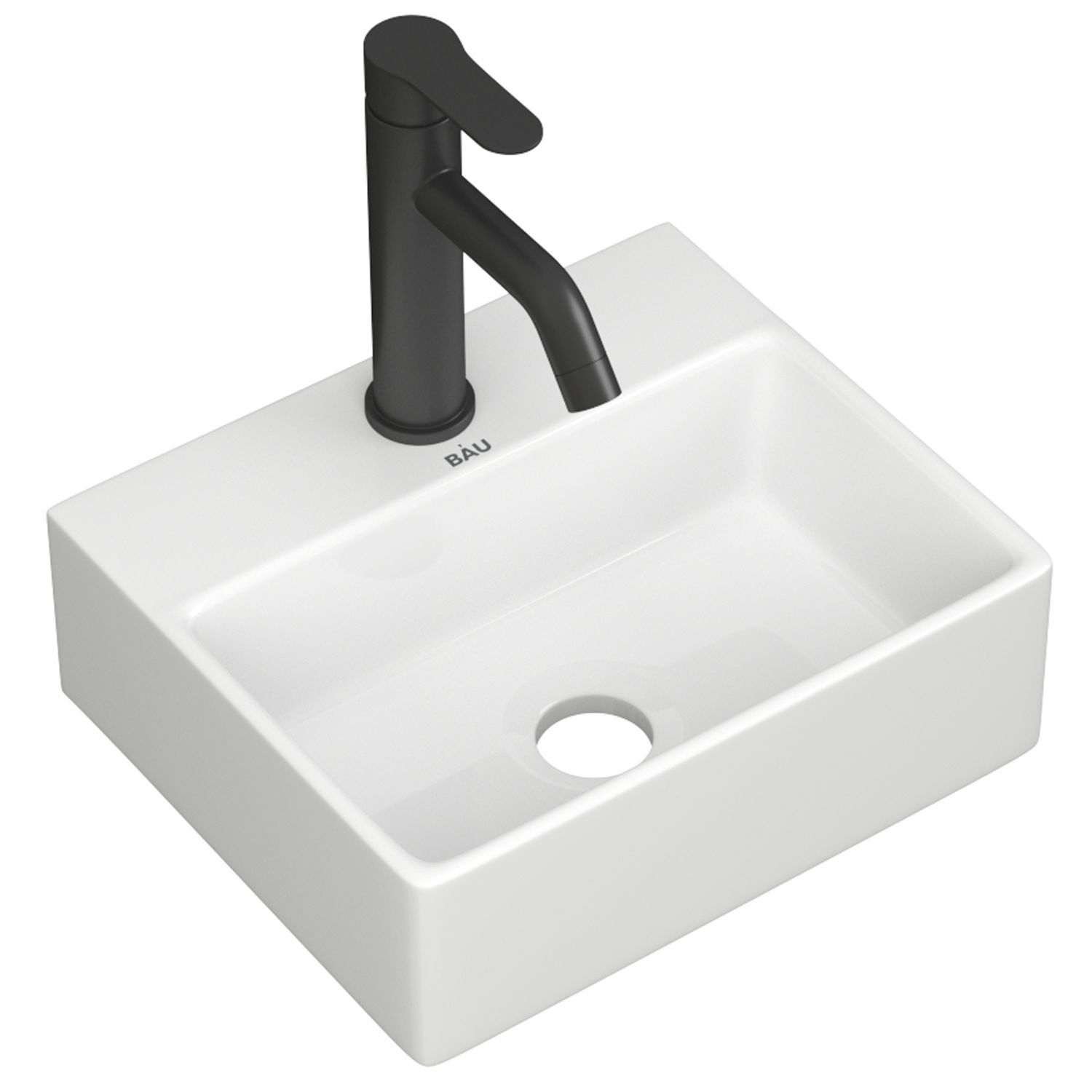 Раковина накладная со смесителем (прямоугольная BAU Cerama Mini,смеситель Dream Black) мебель для ванной sancos mini 35 l подвесная дуб галифакс натуральный