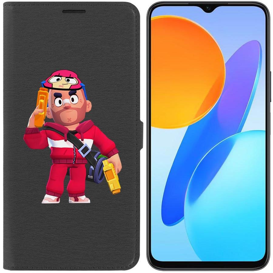 

Чехол-книжка Krutoff Eco Book для Honor X8 5G Brawl Stars-Красавчик Кольт (черный)