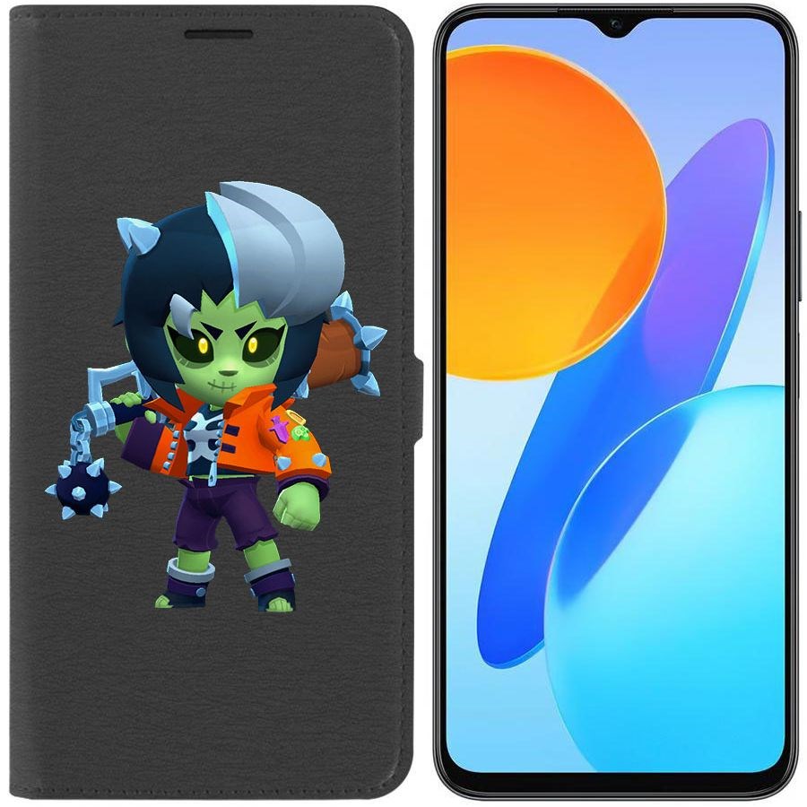 

Чехол-книжка Krutoff Eco Book для Honor X8 5G Brawl Stars-ЗомБиби (черный)