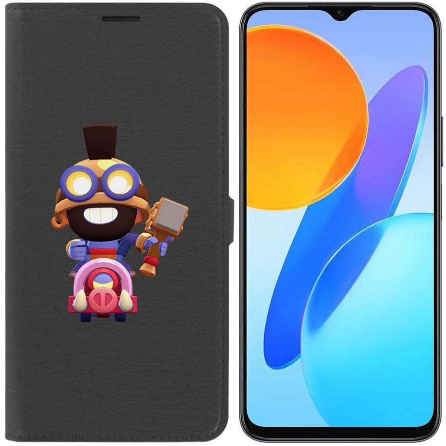 

Чехол-книжка Krutoff Eco Book для Honor X8 5G Brawl Stars-Карл Всадник на кабане (черный)