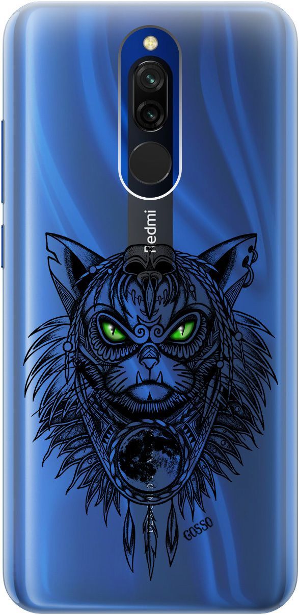 

Силиконовый чехол на Xiaomi Redmi 8 "Shaman Cat" прозрачный, Прозрачный;черный, 707