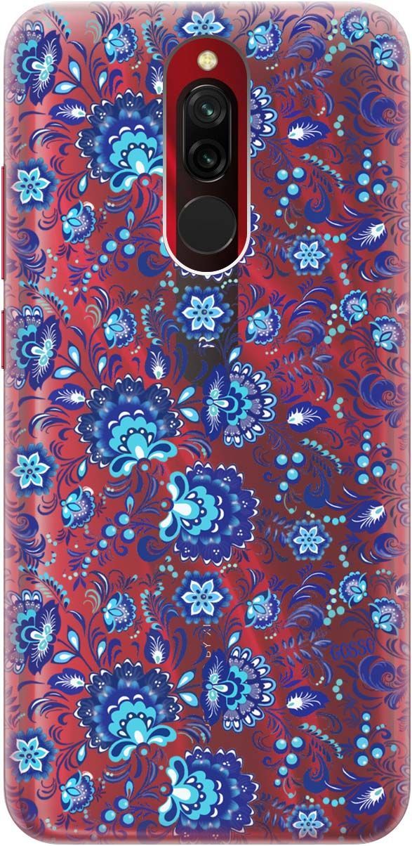 

Силиконовый чехол на Xiaomi Redmi 8 "Gzhel" прозрачный, Прозрачный;голубой, 707