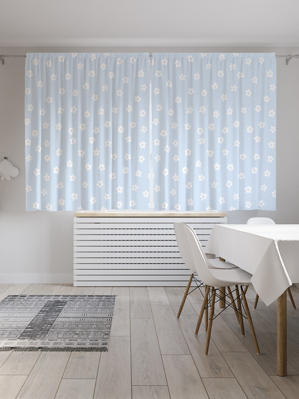 

Шторы с фотопечатью JoyArty "Круги на голубом фоне" из сатена, 290х180 см