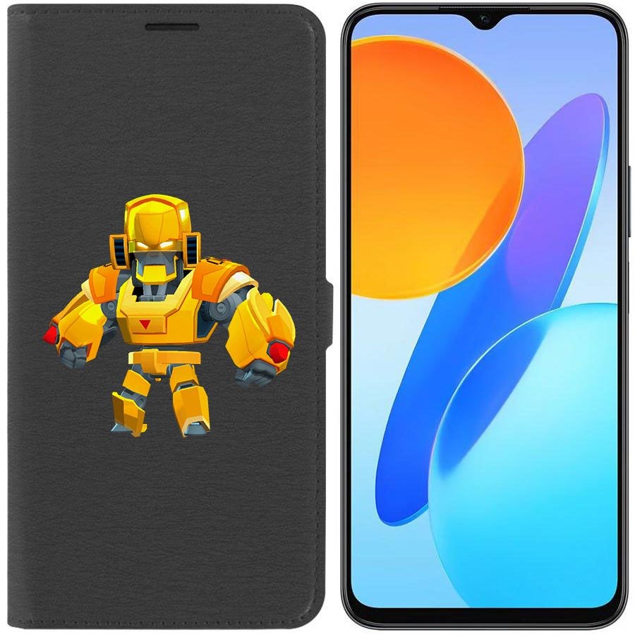 

Чехол-книжка Krutoff Eco Book для Honor X8 5G Brawl Stars-Бо Золотой Меха (черный)