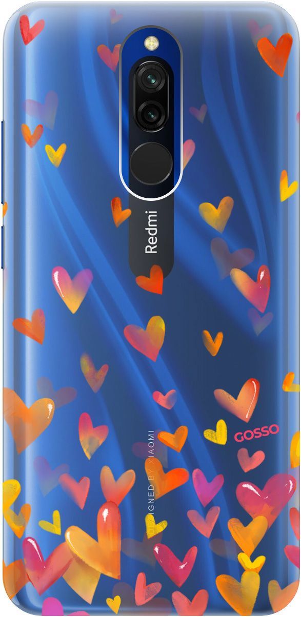 

Силиконовый чехол на Xiaomi Redmi 8 "Flying Hearts" прозрачный, Прозрачный;желтый, 707