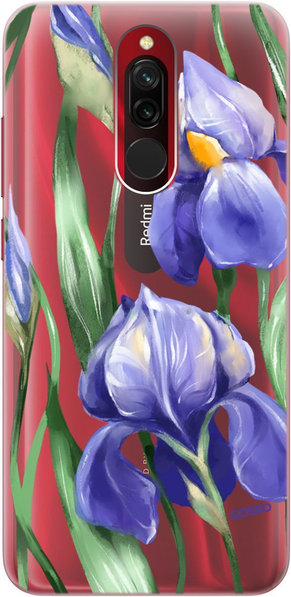 

Силиконовый чехол на Xiaomi Redmi 8 "Amazing Irises" прозрачный, Прозрачный;белый, 707