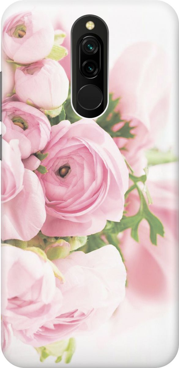 

Силиконовый чехол на Xiaomi Redmi 8 "Розовые розы", Белый;розовый, 442