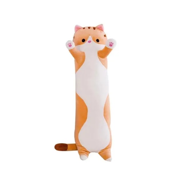 Мягкая игрушка Кот батон рыжий, 50 см / Подушка обнимашка длинный кот сосиска антистресс