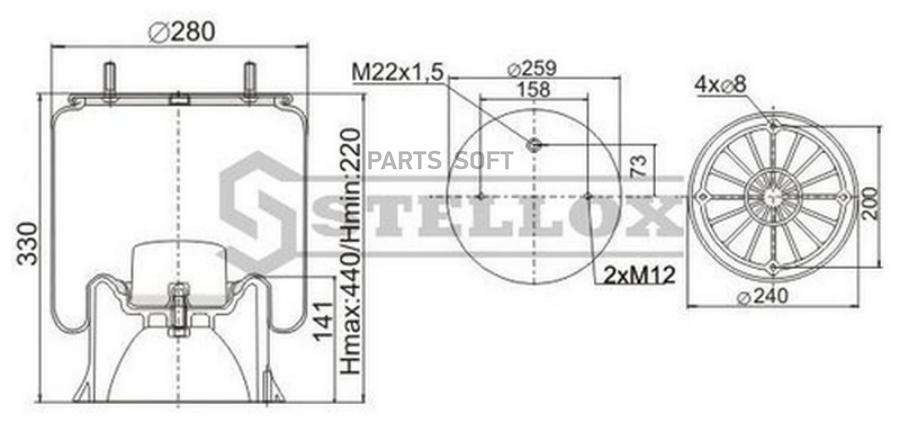 

STELLOX Пневмоподушка STELLOX 9040042sx