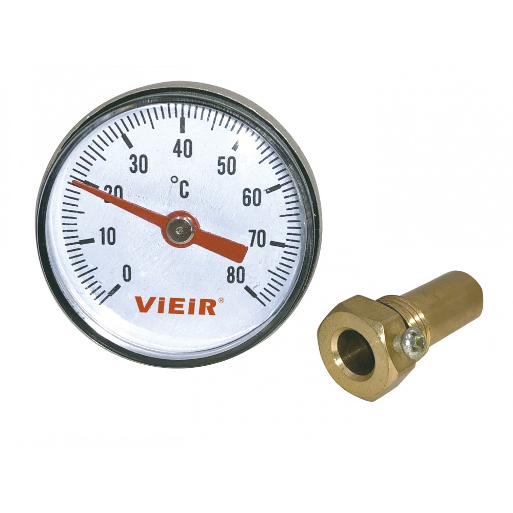 

Термометр ViEiR 1/4", горизонтальный 40 мм с гильзой 50 мм YL19