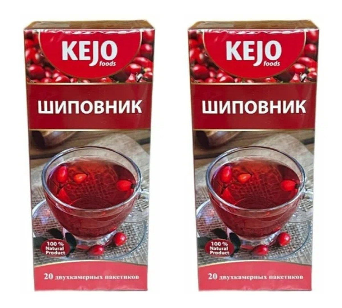 Чай черный KEJOfoods шиповник, 20 пакетиков х 2 шт