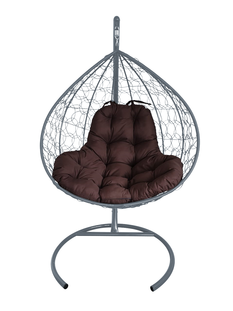 фото Подвесное кресло m-group "xl" с ротангом серое, коричневая подушка