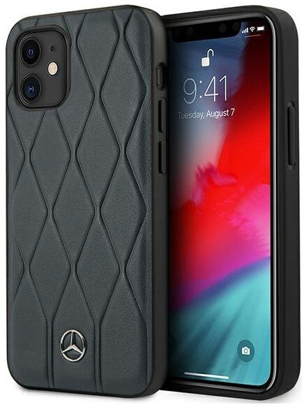 фото Чехол cg mobile mercedes genuine leather wave quilted hard для iphone 12 mini темно-синий