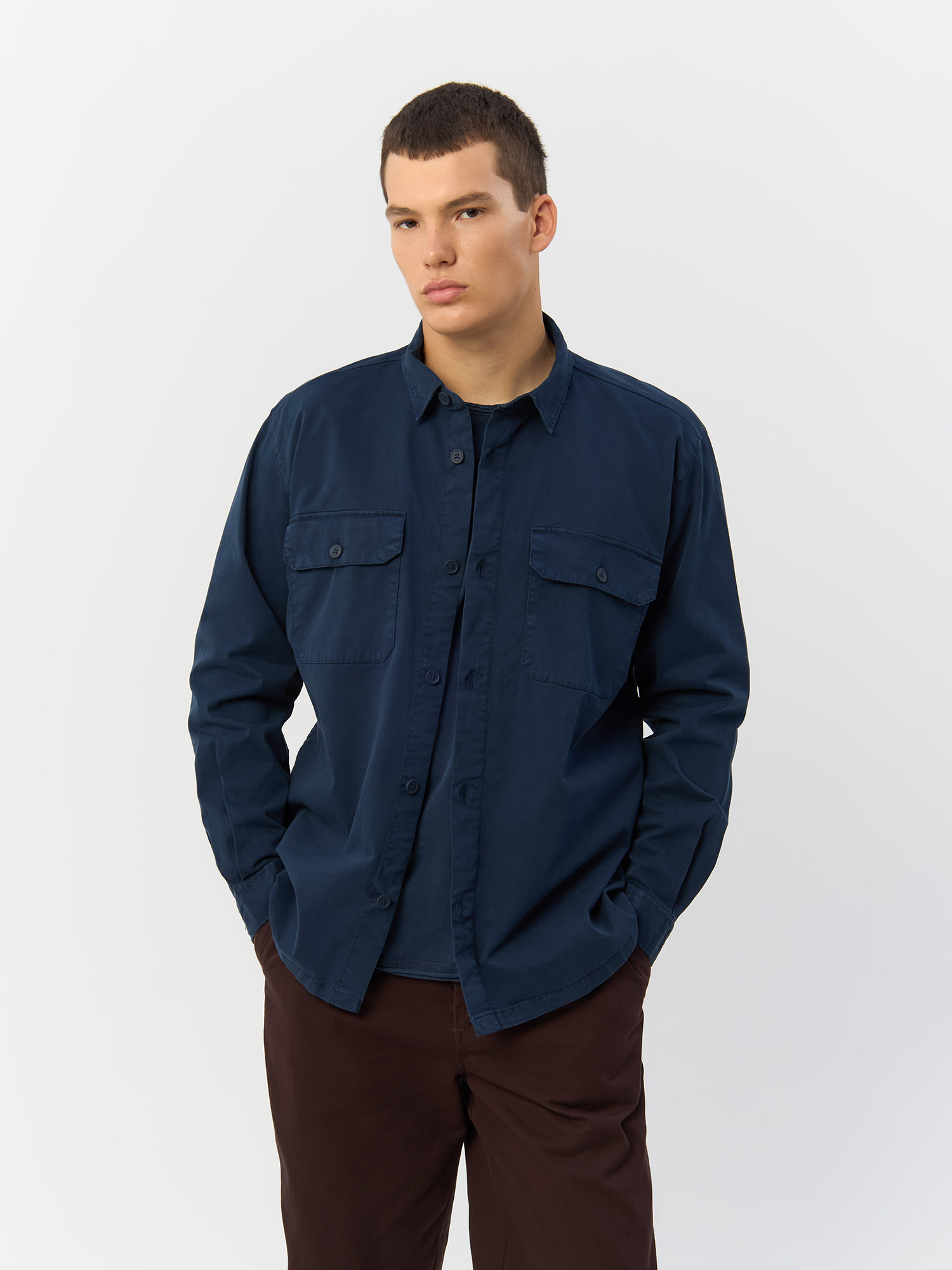 

Рубашка мужская QS by s.Oliver 2144372/5884 синяя XXL, Синий, 2144372/5884