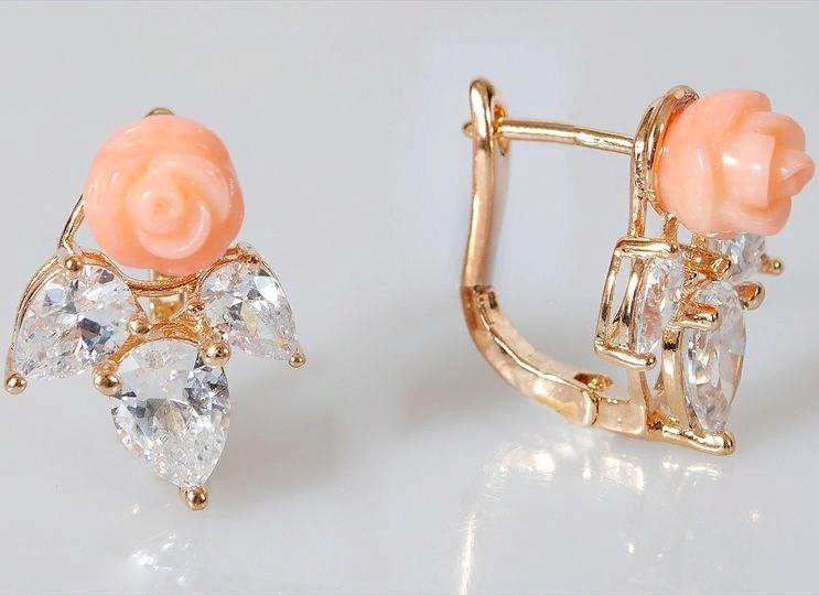 

Серьги из ювелирного сплава Lotus Jewelry 3033E-07co, коралл/циркон, 3033E-07co