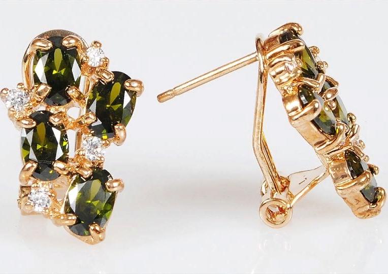 

Серьги из ювелирного сплава Lotus Jewelry 3020E-10pd, перидот/циркон, 3020E-10pd