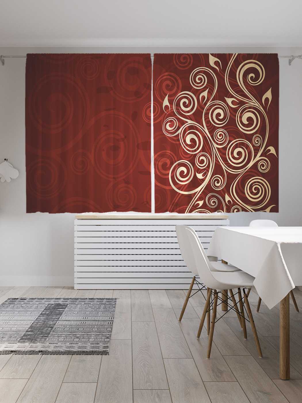 фото Шторы с фотопечатью joyarty "завитки на коричневом фоне" из сатена, 290х180 см