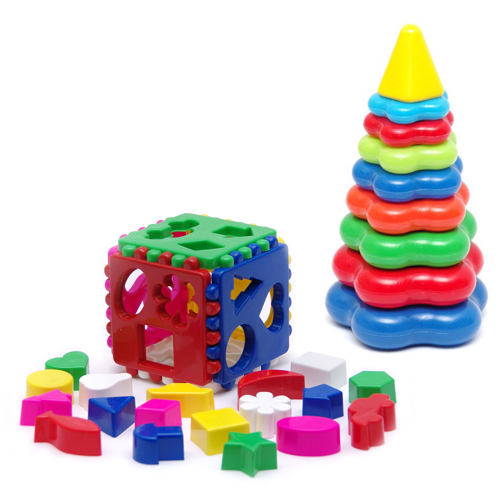 фото Набор развивающий carolina toys кубик лог.большой + пирамида детская большая karolina toys
