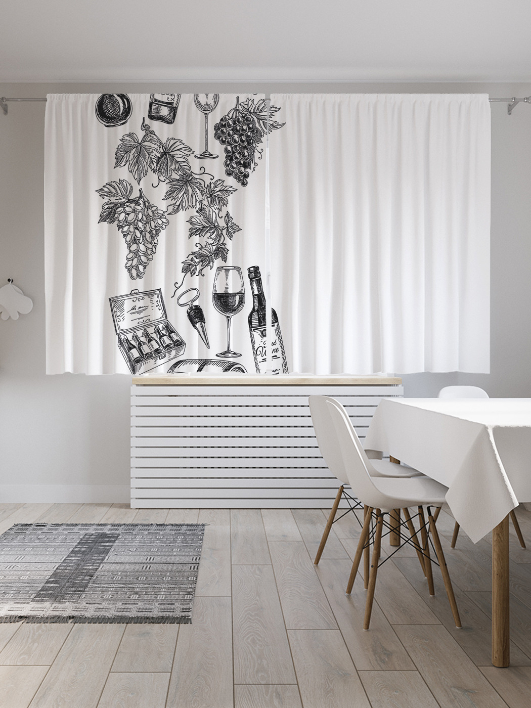 

Шторы с фотопечатью JoyArty "Винные принадлежности" из сатена, 290х180 см