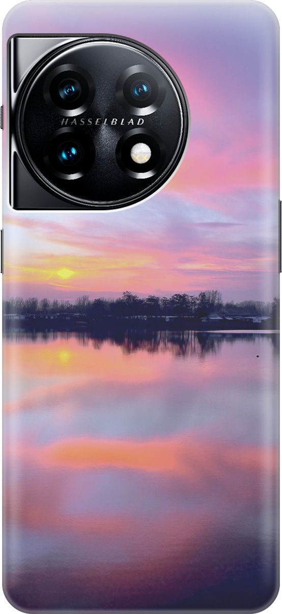 

Силиконовый чехол на OnePlus 11 с принтом "Зарево над рекой", Голубой;фиолетовый, 159471