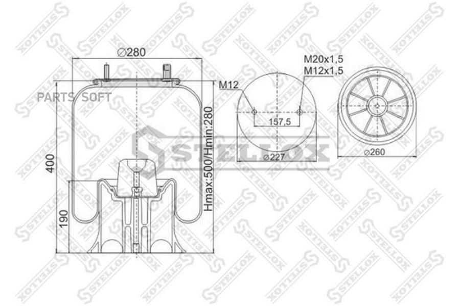 

STELLOX Пневмоподушка STELLOX 9041592sx