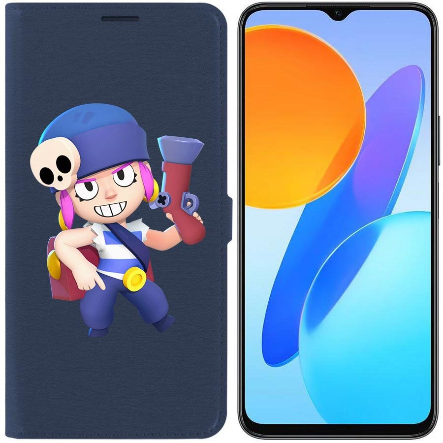 

Чехол-книжка Krutoff Eco Book для Honor X8 5G Brawl Stars-Пенни (синий)
