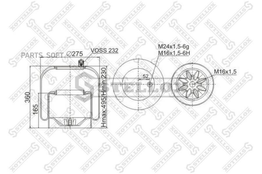 

STELLOX Пневмоподушка STELLOX 9043903sx