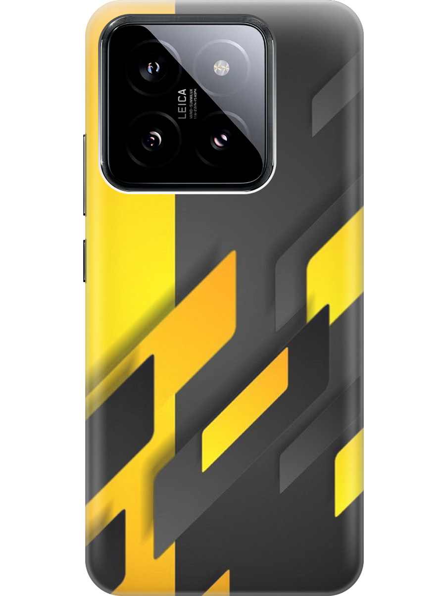 

Силиконовый чехол на Xiaomi 14 с рисунком "Черно-желтая абстракция", Желтый;черный, 20012082