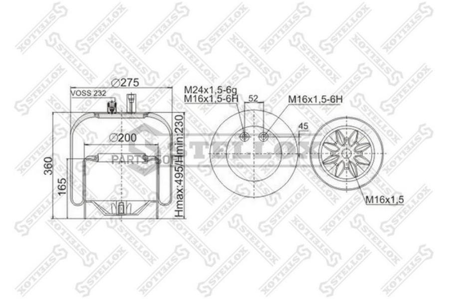 

STELLOX Пневмоподушка STELLOX 9043905sx