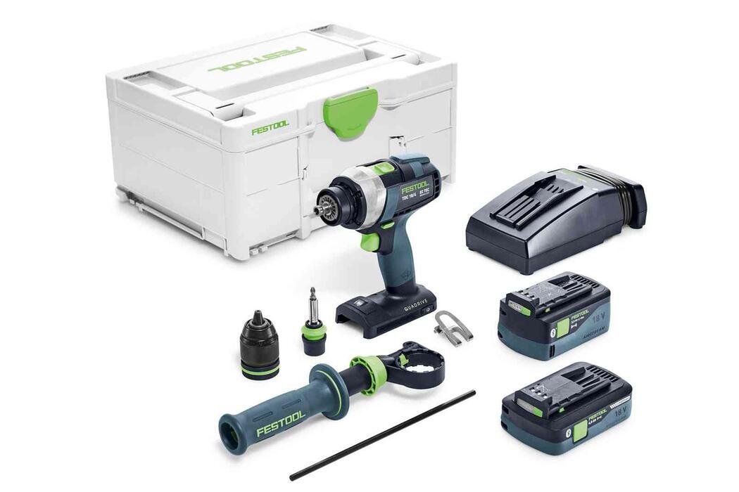 Аккумуляторная дрель-шуруповерт Festool QUADRIVE TDC 18/4 5,0 I-Plus 577649 аккумуляторная дрель шуруповёрт festool quadrive tdc 18 4 i basic 575601