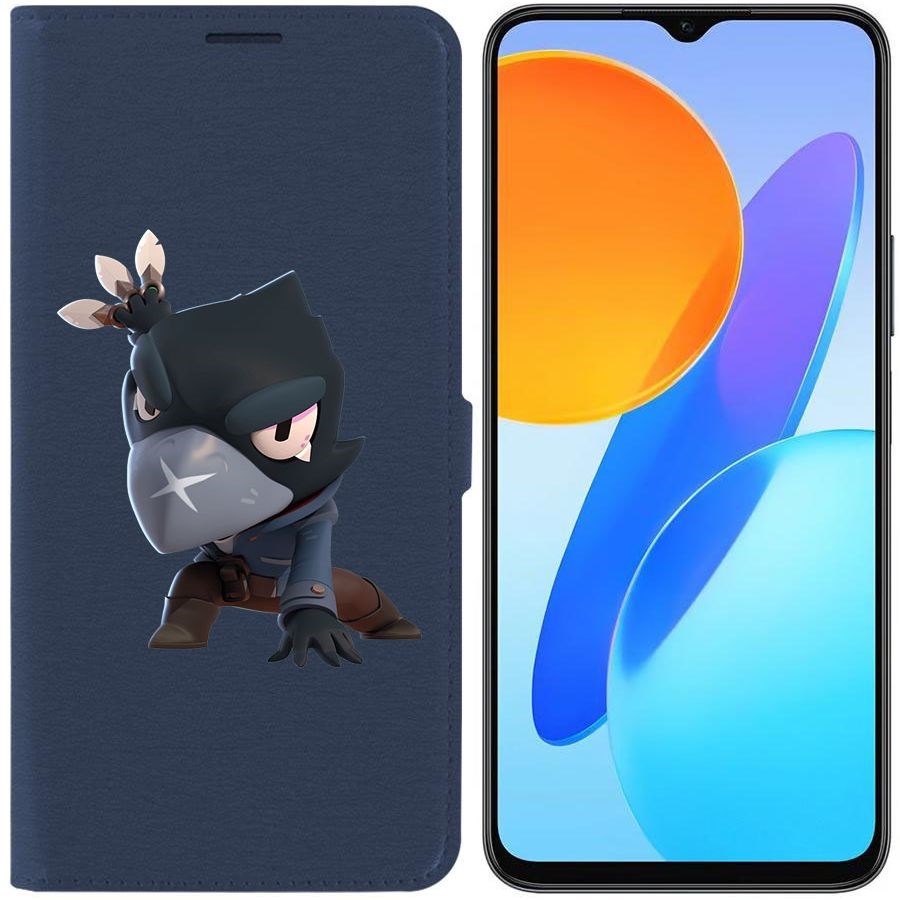 

Чехол-книжка Krutoff Eco Book для Honor X8 5G Brawl Stars-Ворон (синий)