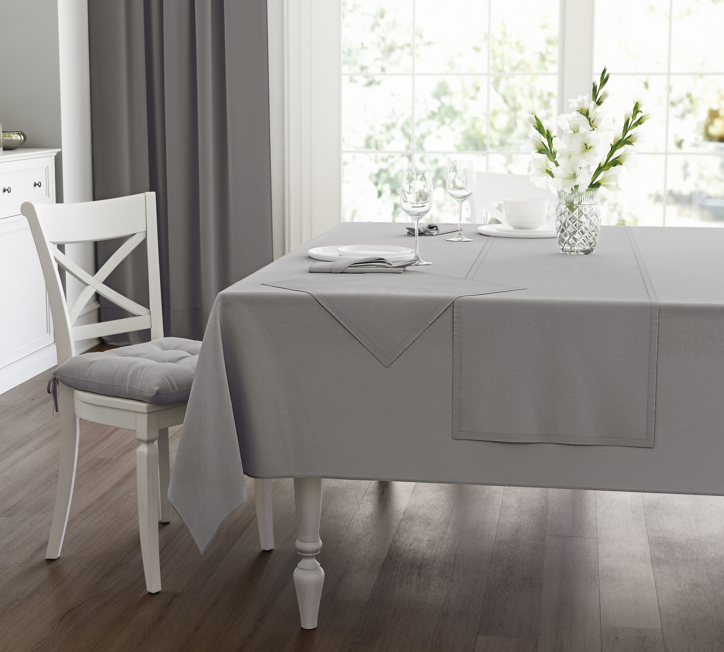 

Набор кухонный, Guten Morgen, Рогожка, Цвет: Серый, Скатерть+салфетки, 140х150 см, 40х40 с, НКСЕР-140-150-40-40-4