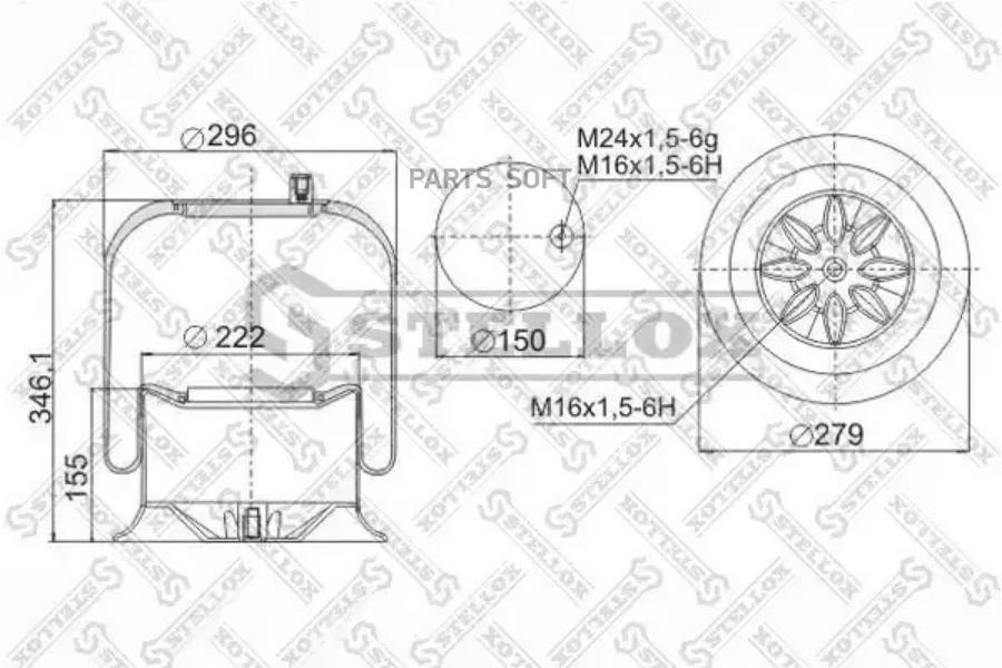 

STELLOX Пневмоподушка STELLOX 9047574sx
