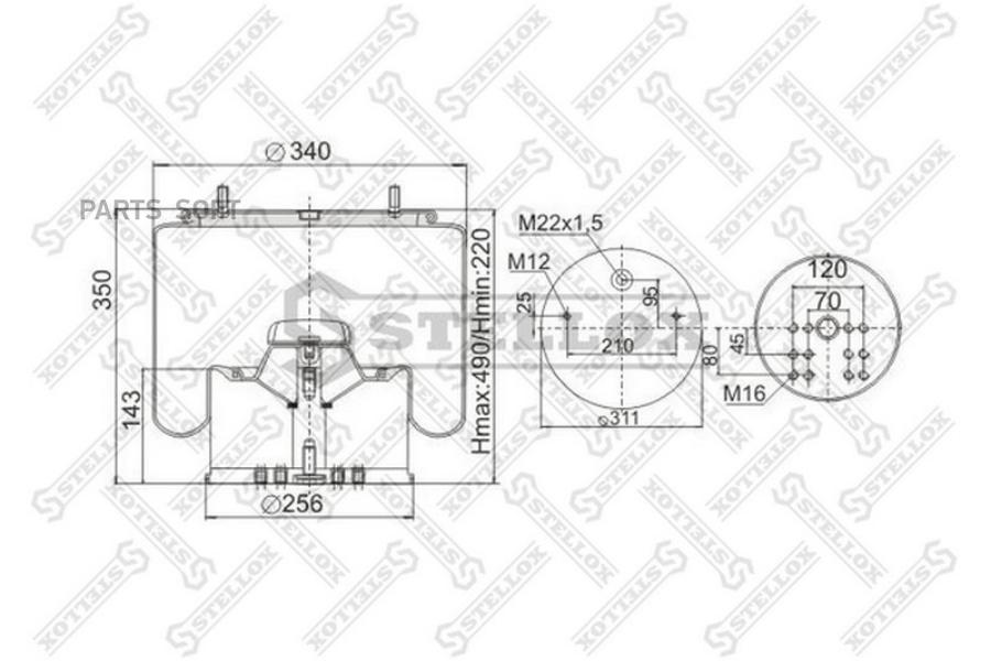 

STELLOX Пневмоподушка STELLOX 9048813sx