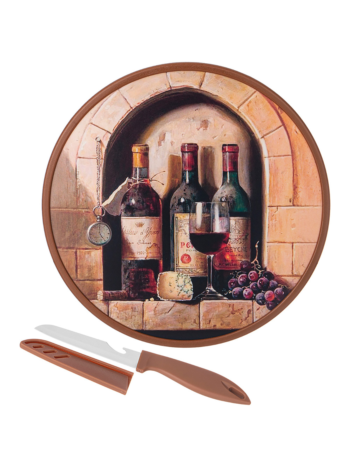 

Доска разделочная Agness с ножом пластиковая 27,5 см 895-178, Коричневый